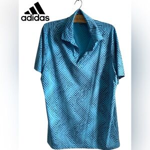 ADIDAS Teal Patterned Short Sleeve Polo